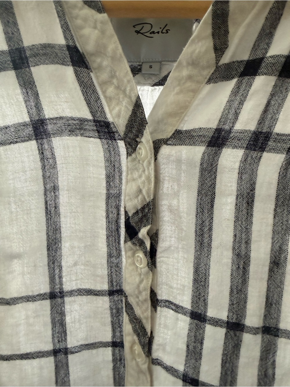 RAILS Jocelyn Linen blend Plaid Checkered White Black Tunic Top Mini Dress S